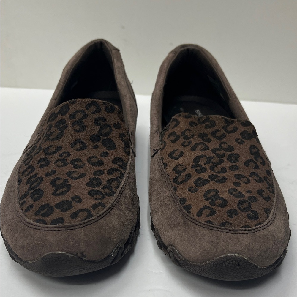 Skechers Brown Leopard Print Slip-On Loafers for Women